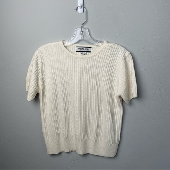 Vintage Crystal-Kobe Short Sleeve Sweater Top Size Petite Small - Picture 2 of 7